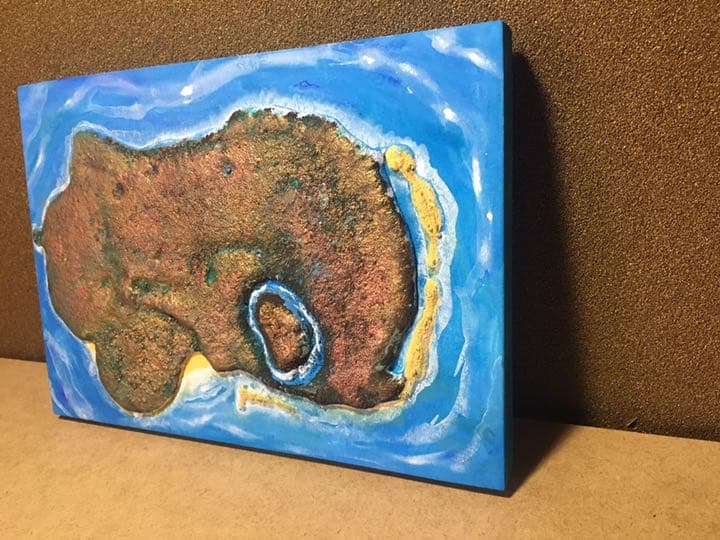 海、島の3d アート作品。