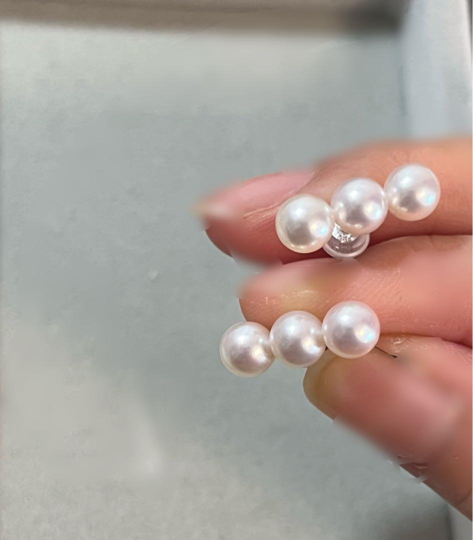 【試着のみ】Lubemill ルべミール アコヤ真珠 3連ピアス 5.5-6mm