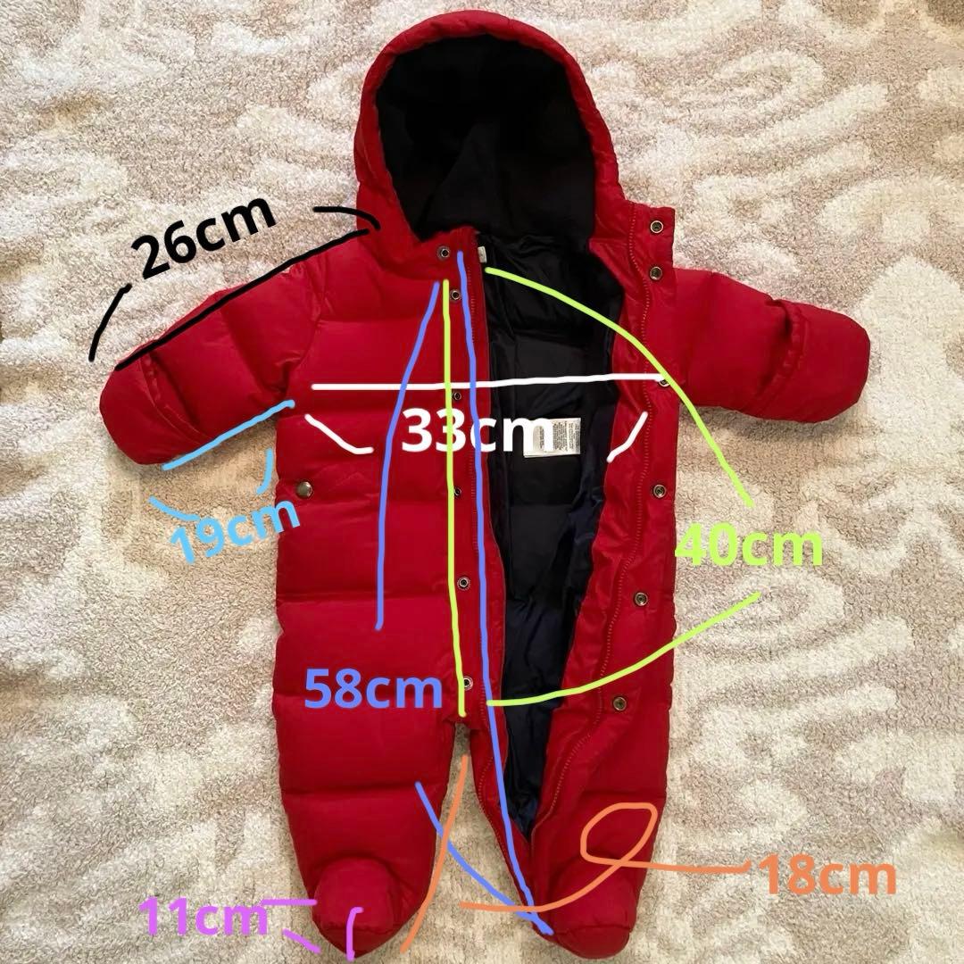 美品 ラルフローレン ジャンプスーツ 70cm カバーオール ダウン 6M 赤