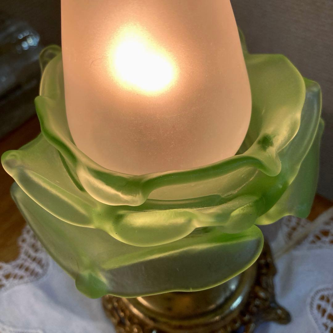 アンティーク ローズ 【緑】　ランプシェード　フランス　薔薇　グリーン