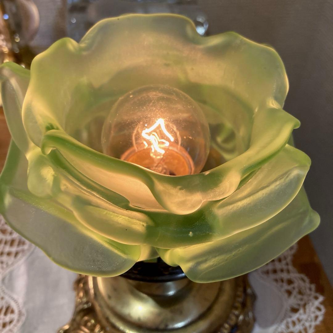 アンティーク ローズ 【緑】　ランプシェード　フランス　薔薇　グリーン