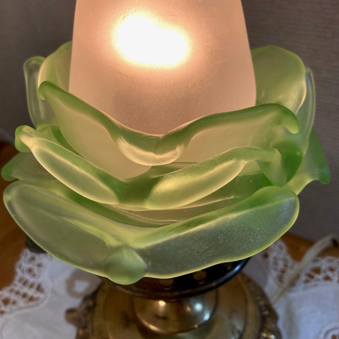 アンティーク ローズ 【緑】　ランプシェード　フランス　薔薇　グリーン