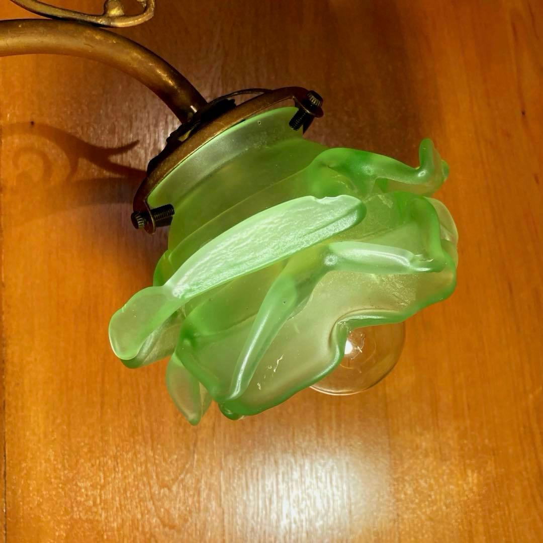 アンティーク ローズ 【緑】　ランプシェード　フランス　薔薇　グリーン