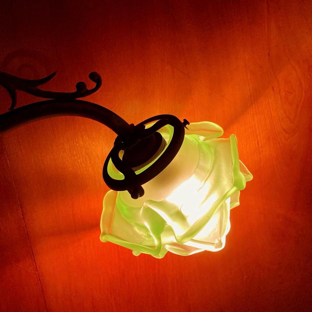 アンティーク ローズ 【緑】　ランプシェード　フランス　薔薇　グリーン