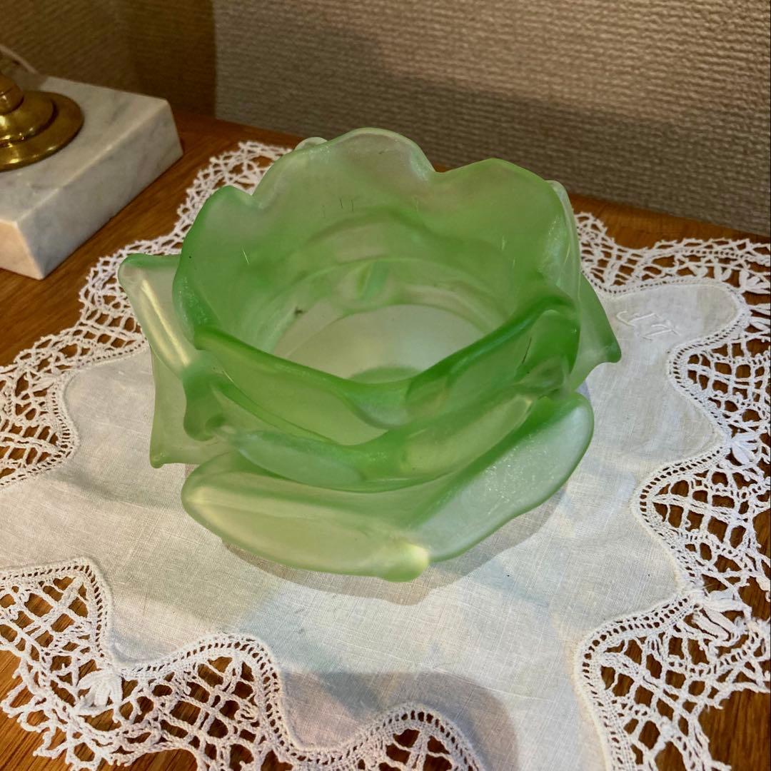 アンティーク ローズ 【緑】　ランプシェード　フランス　薔薇　グリーン