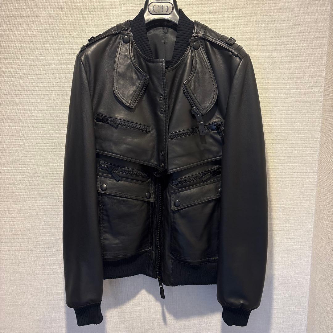 【エディ期】ディオールオム　レザージャケット　2007SS ランウェイモデル