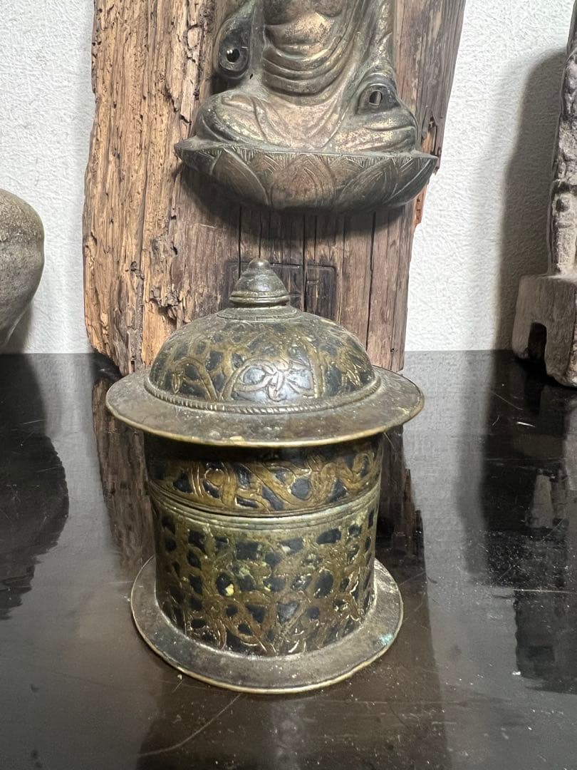 中国 密教法具 抹香 塗香用具 香筒 経筒 佐波理 仏像 仏教美術 骨董 古美術