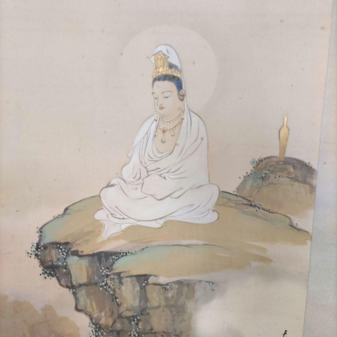 滝と観音　掛軸　H3