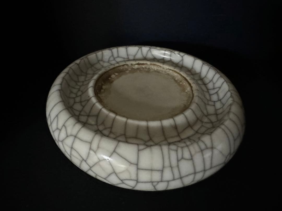 中国骨董　清　哥窯陶硯　暖硯　陶硯　書道具　唐物　中国古玩　希少美品(N-11)