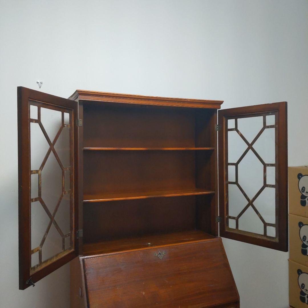 アンティーク 木製キャビネット ガラス扉付き