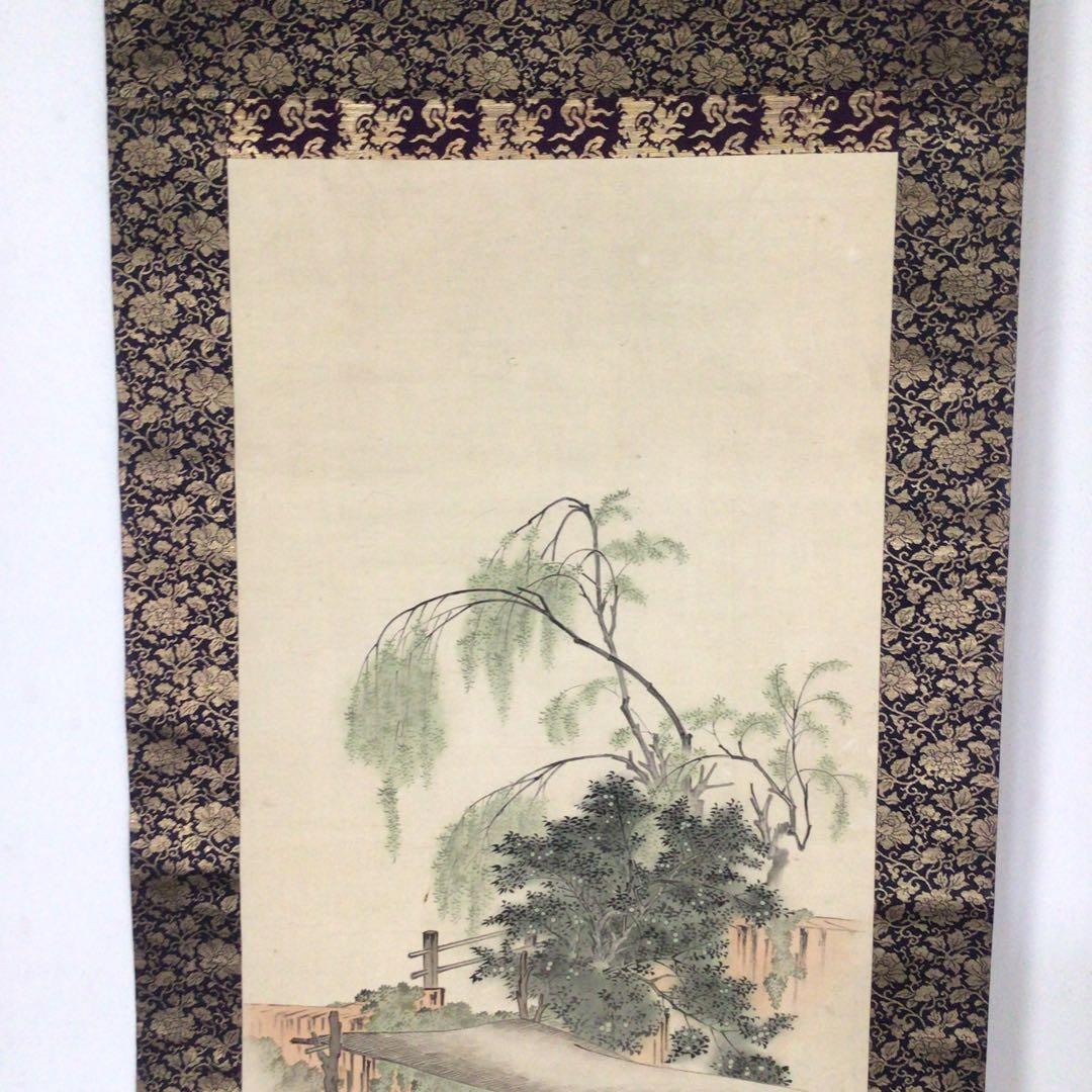 No2196  掛軸　西村芳園　唐人糸繰図　合箱　日本画　古美術　時代　送料無料