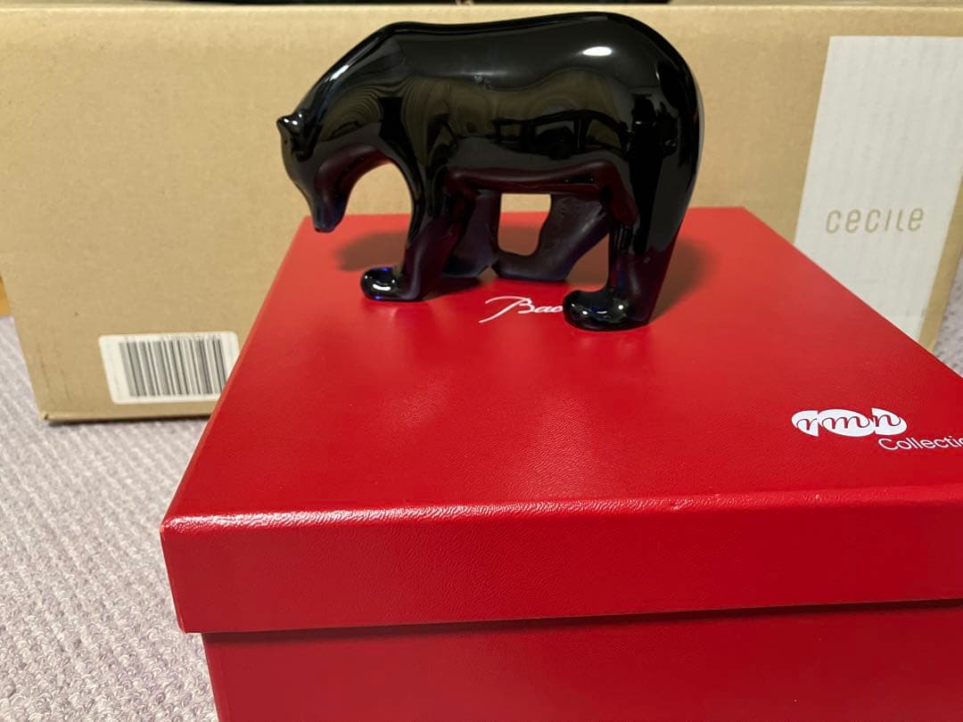 彫刻・オブジェ Baccarat black crystal bear