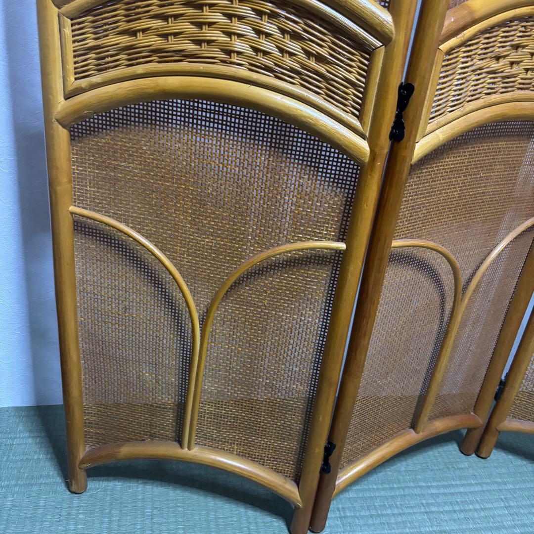 希少　昭和レトロ　ラタン　3連パーテーション 間仕切り　藤　150㎝
