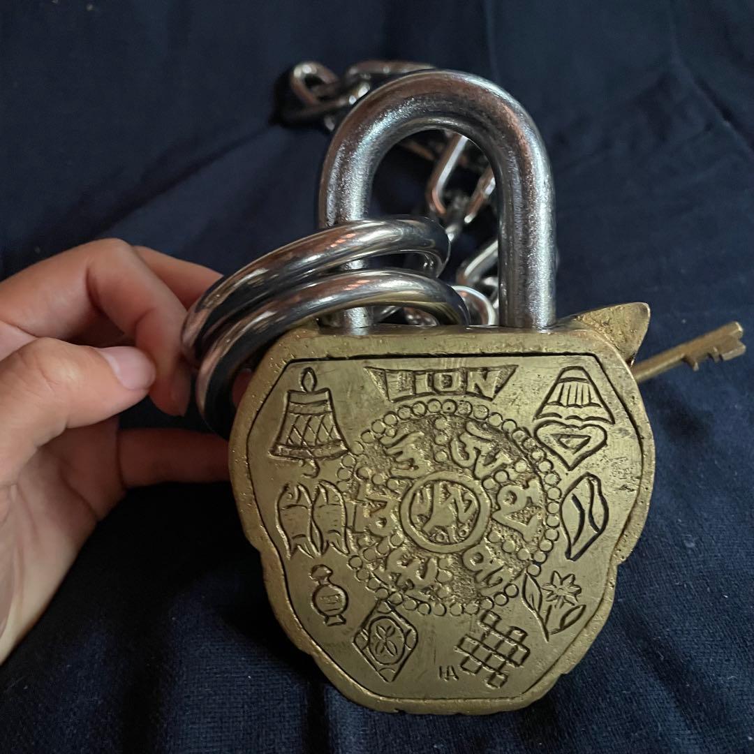 希少　骨董品　ライオンのチェーンロック