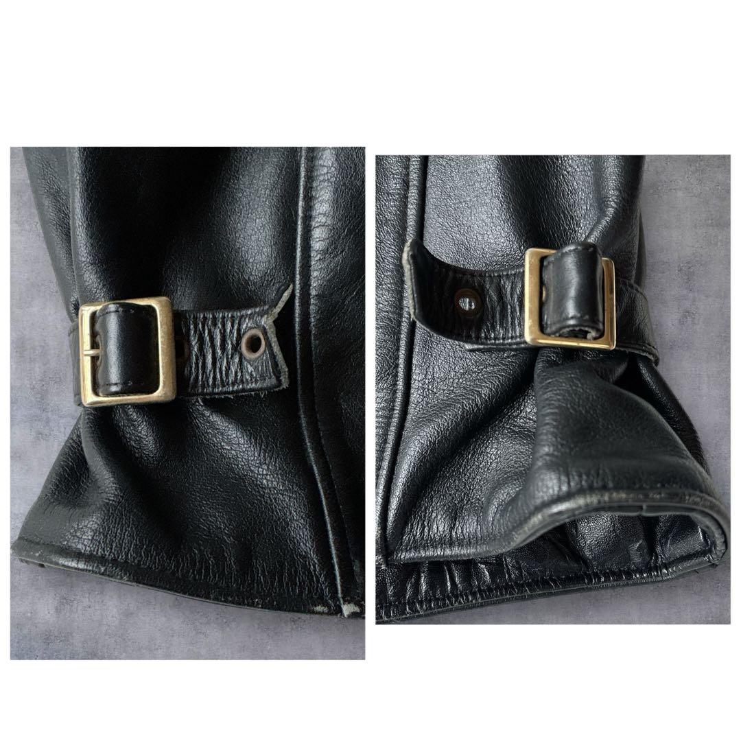 Red Buffレザージャケット 3L 本革 黒 ライナー付 キルティング 短丈