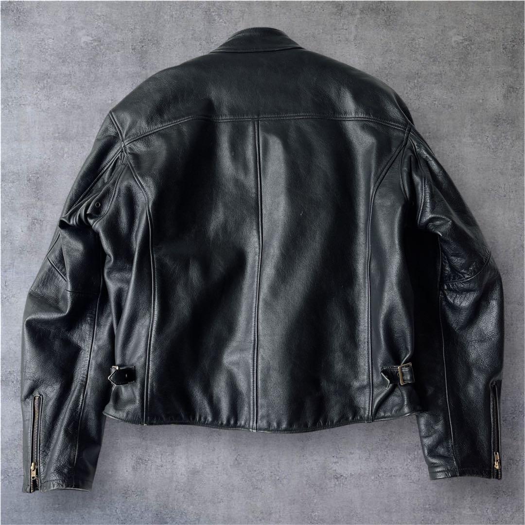 Red Buffレザージャケット 3L 本革 黒 ライナー付 キルティング 短丈