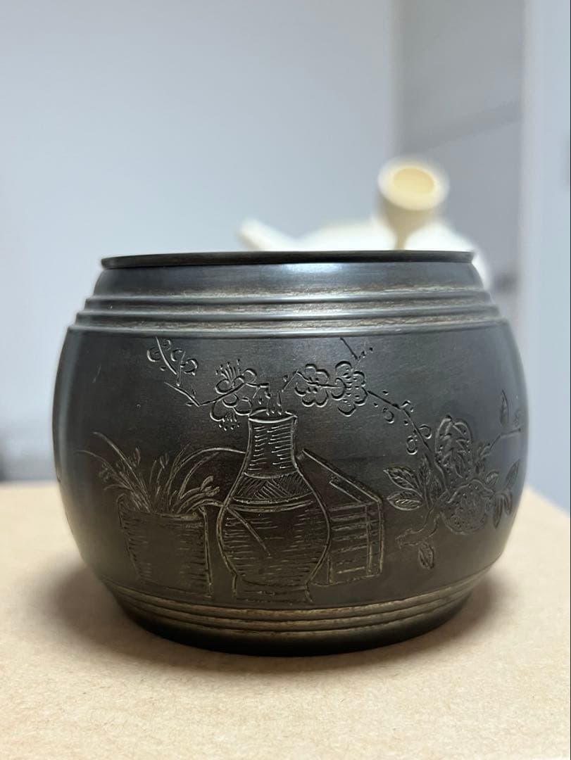 時代物 茶道具 在銘 建水 錫 ？唐物 古玩 古美術