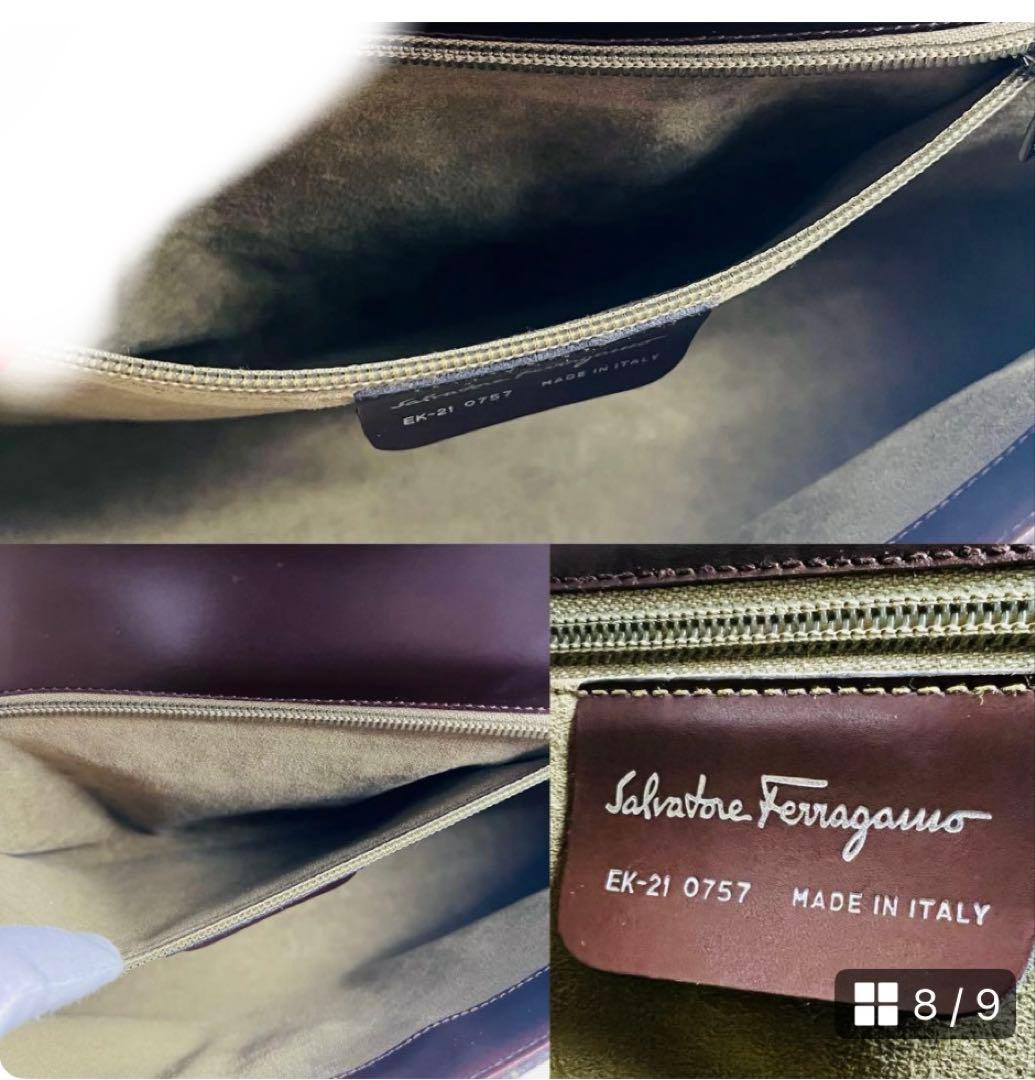 [美品]フェラガモ　ガンチーニ柄　ショルダーバッグ 　キャンバス