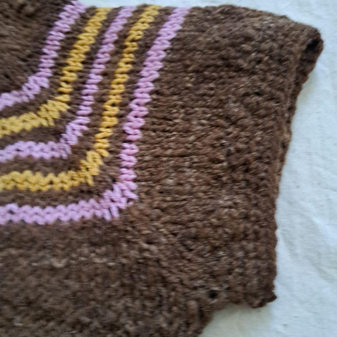 獣医学部　ベスト　半袖　手つむぎ　手編み　北里大学　ハンドメイド　毛糸　羊毛