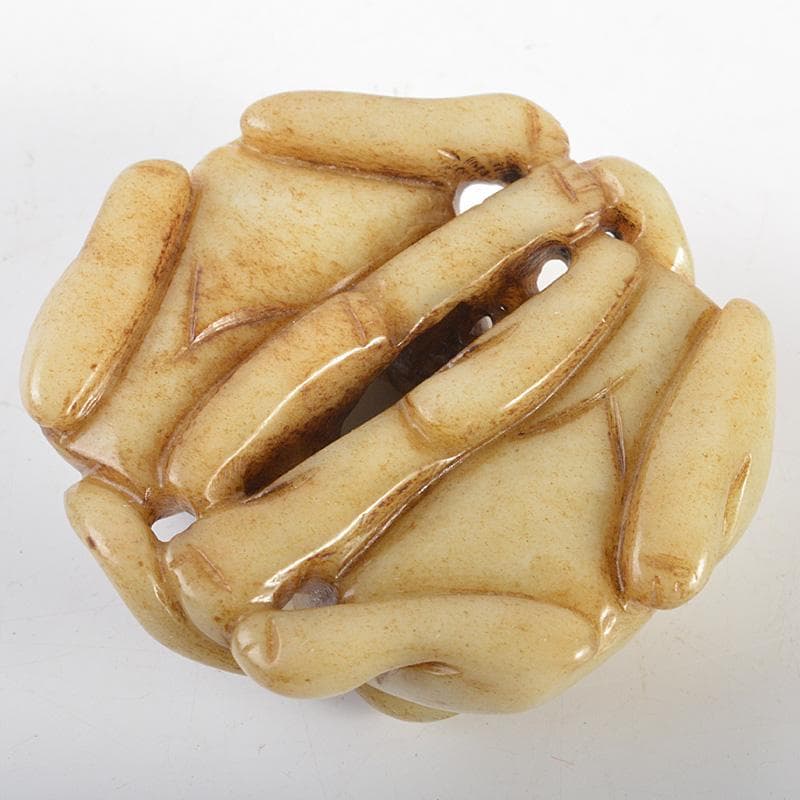 中国　玉石彫刻　犬刻　根付　紙鎮　置物　C　R7131E