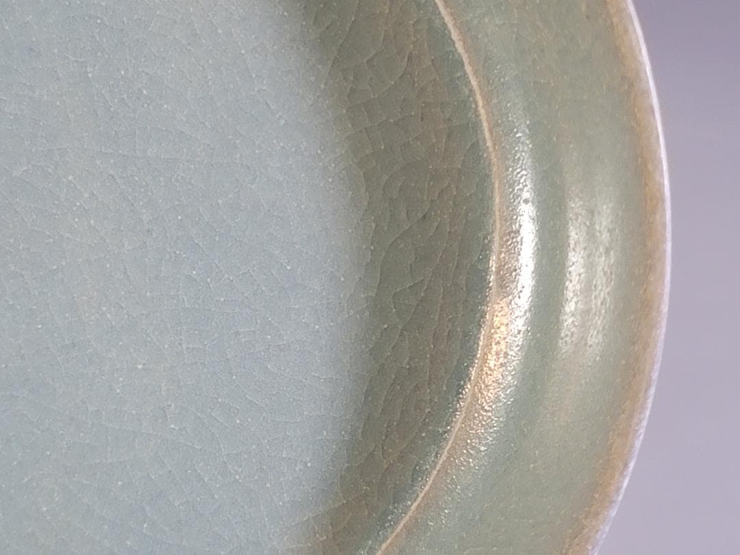 中国美術 青釉 皿 幅 13.5cm DT409