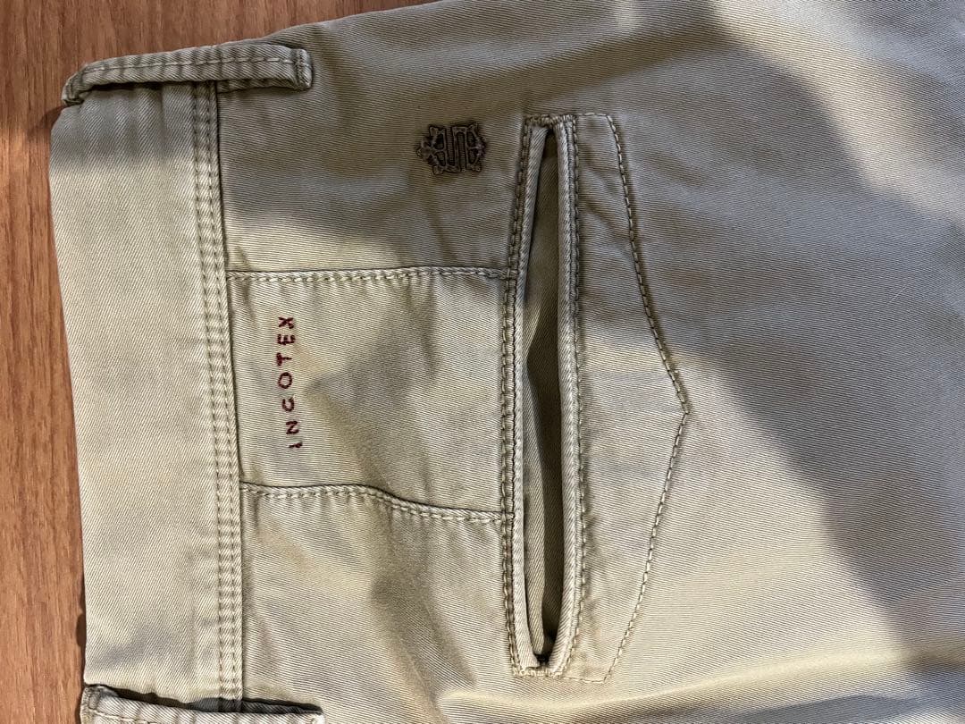 INCOTEX SLACKS ガーメントダイ コットンチノ オリーブ 32