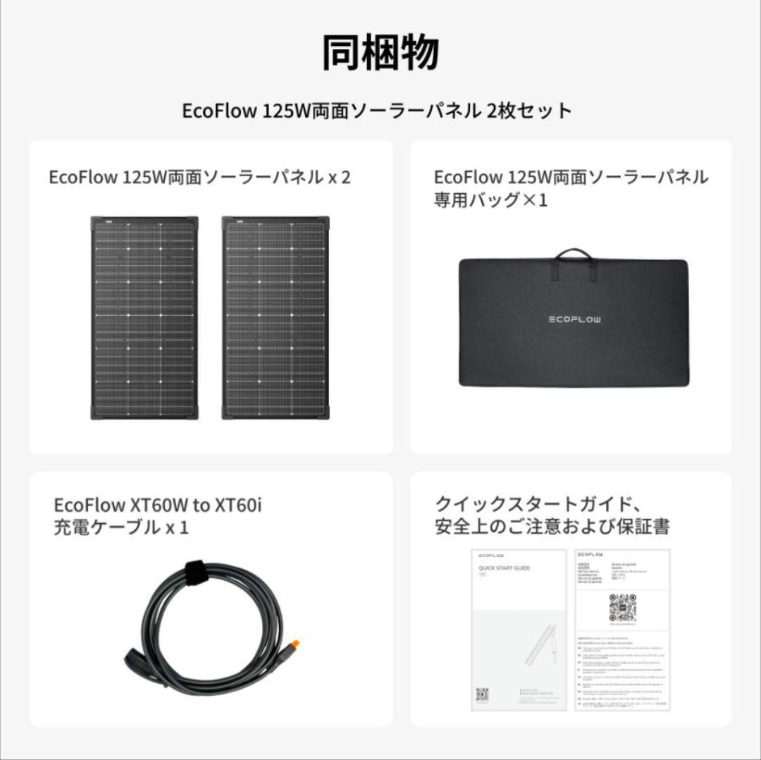 EcoFlow 125W x 2 両面ソーラーパネル　新発売
