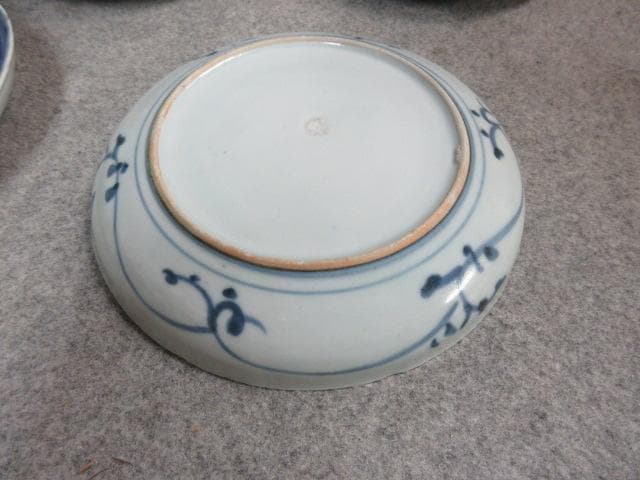 古伊万里 染付 ぶどう図 焼物皿 5枚 [B24419]