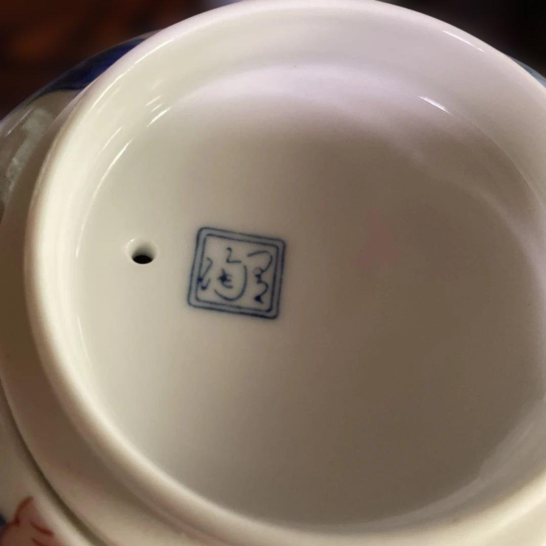 有田焼　有田有陶作　色牡丹絵柄　急須と蓋付き湯呑み10セット