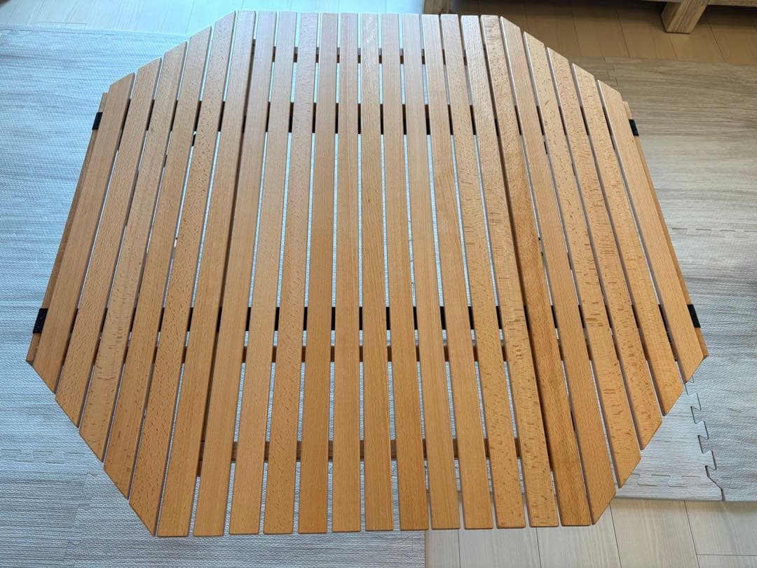 【美品】 FIELDOORフィールドア ウッドロールトップテーブル90八角形