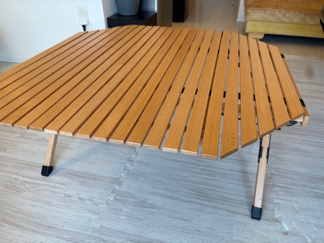 【美品】 FIELDOORフィールドア ウッドロールトップテーブル90八角形