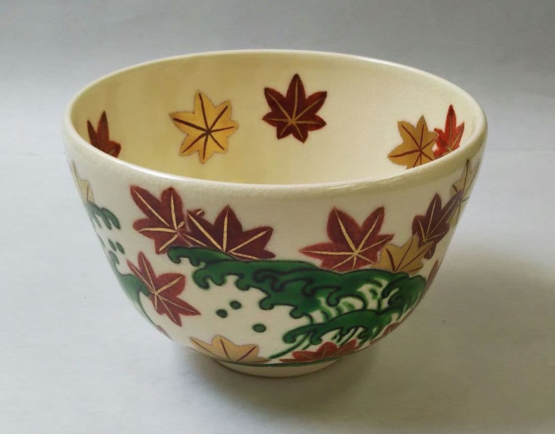 茶道具 茶碗 仁清 色絵 竜田川 京焼 上山善峰 新品 清水焼