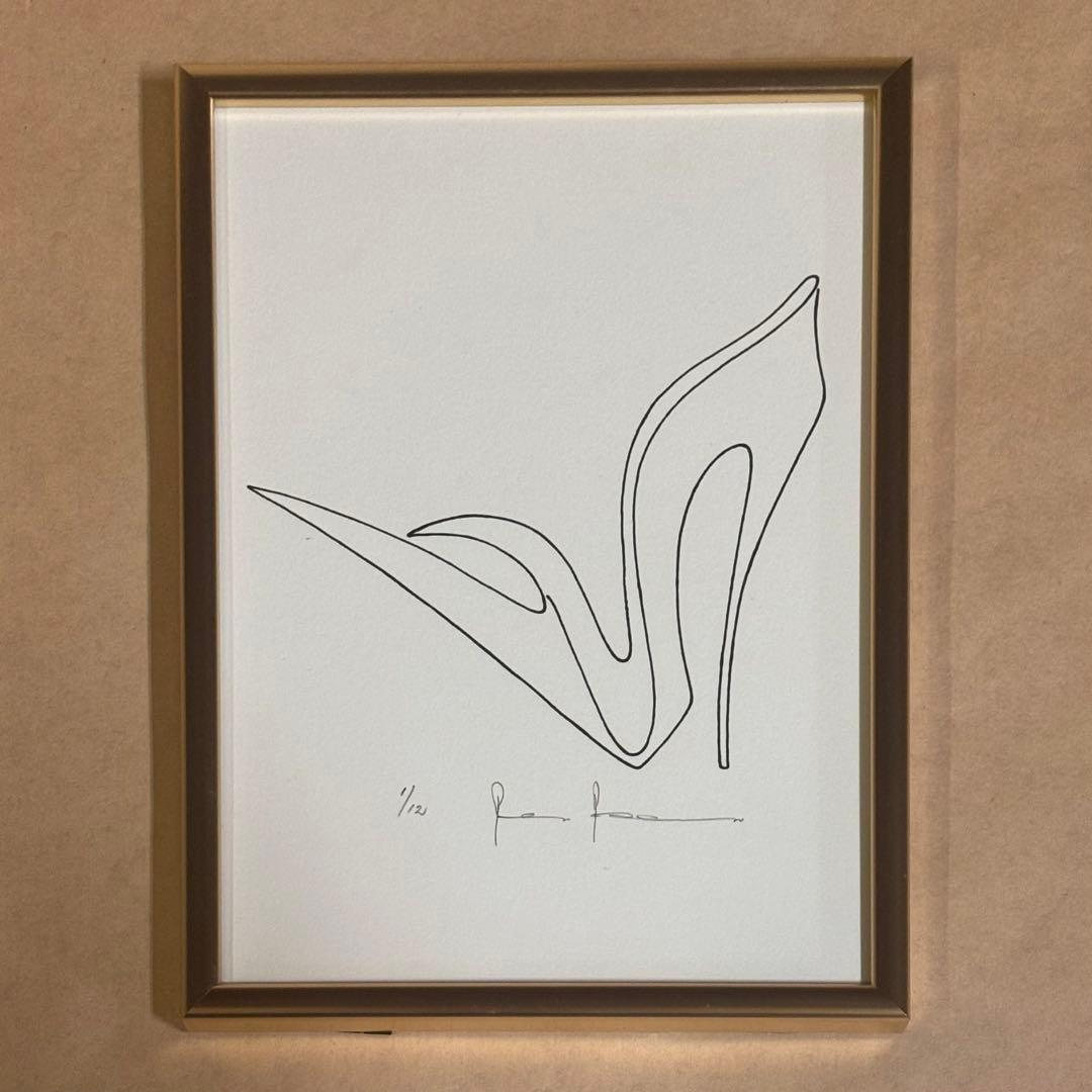 【希少】奇才のシューズデザイナー　ヤン・ヤンセン　直筆サイン付　靴デザイン画