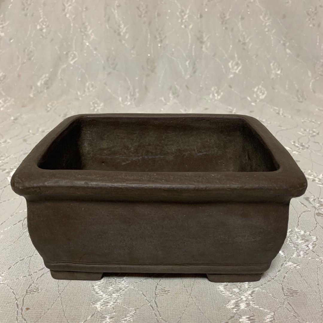盆栽鉢　深め　長方　落款有り