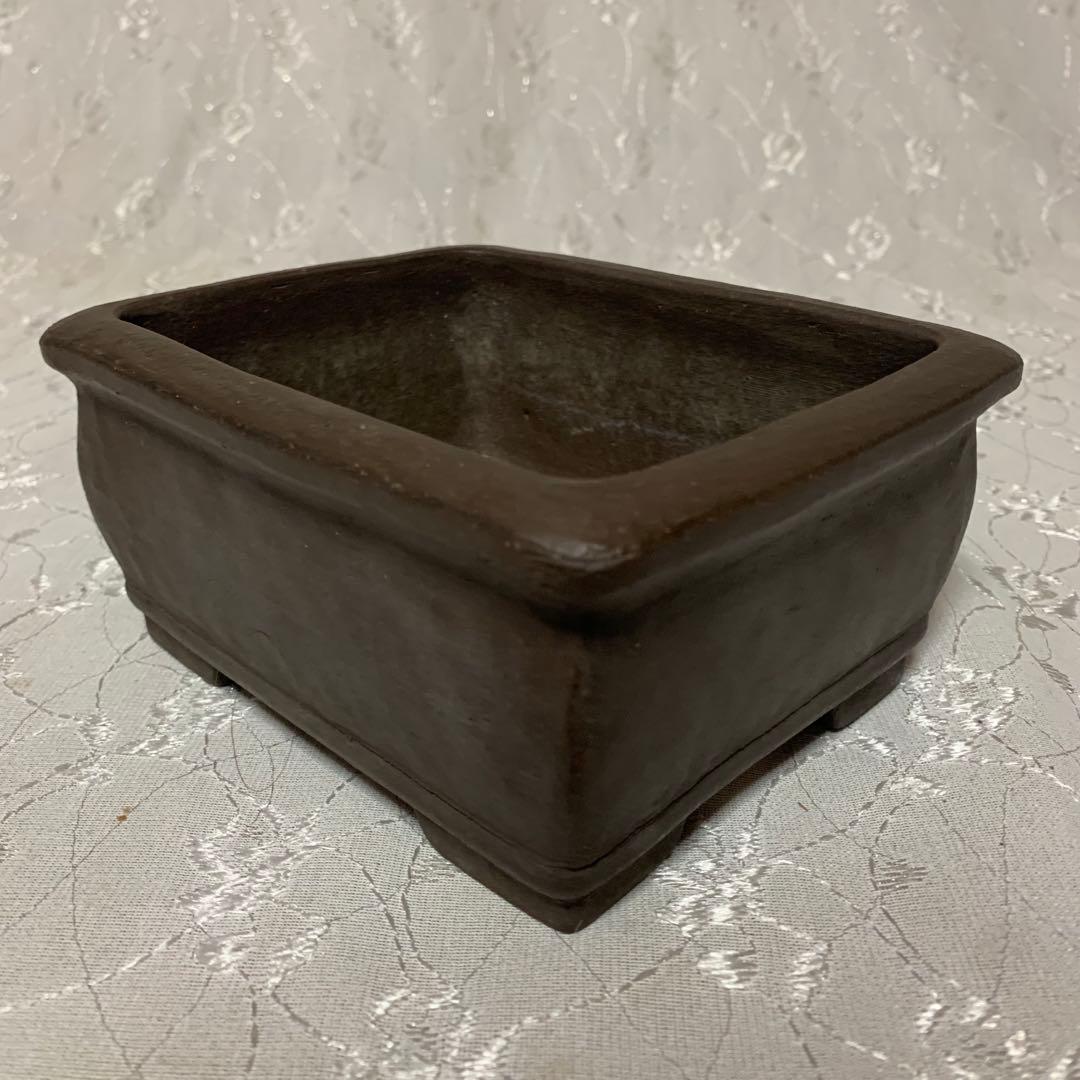 盆栽鉢　深め　長方　落款有り