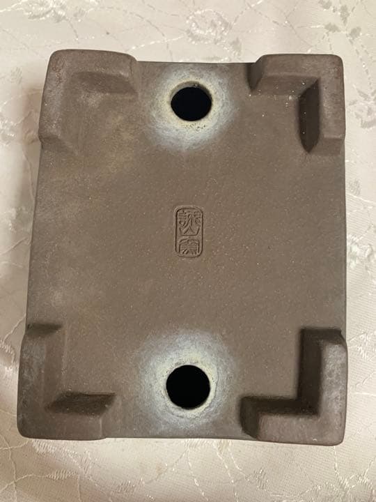 盆栽鉢　深め　長方　落款有り