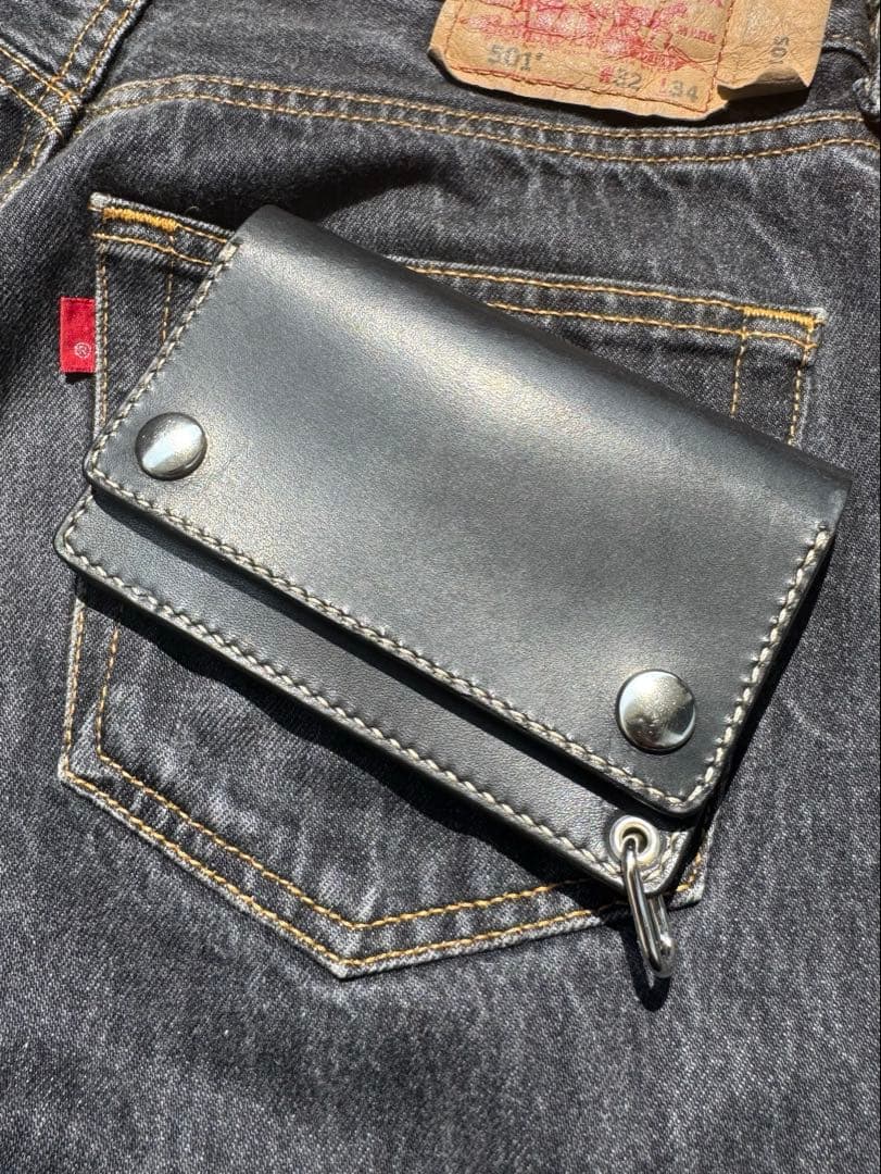 トラッカーウォレット　財布　3層　革財布　ミドルサイズ　昭南多脂ベンズ