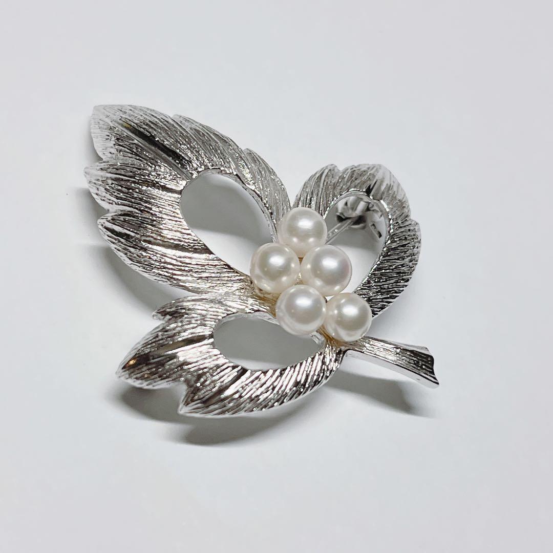 美品✨MIKIMOTO ミキモト パール　ブローチ　ネックレス　リーフ