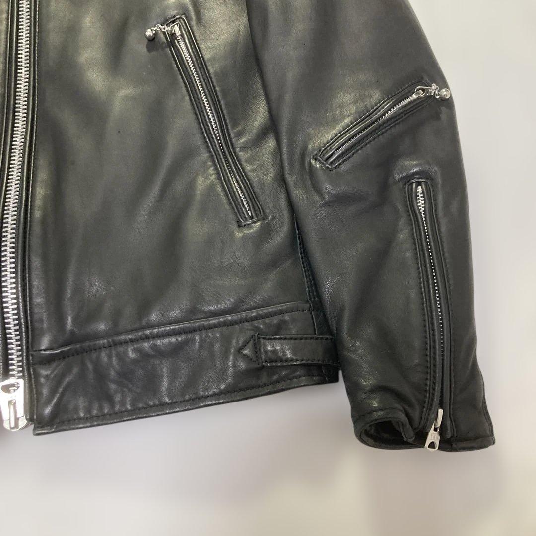 【希少】ナノユニバース ライダースレザージャケット 黒 本革ラムレザー 美品