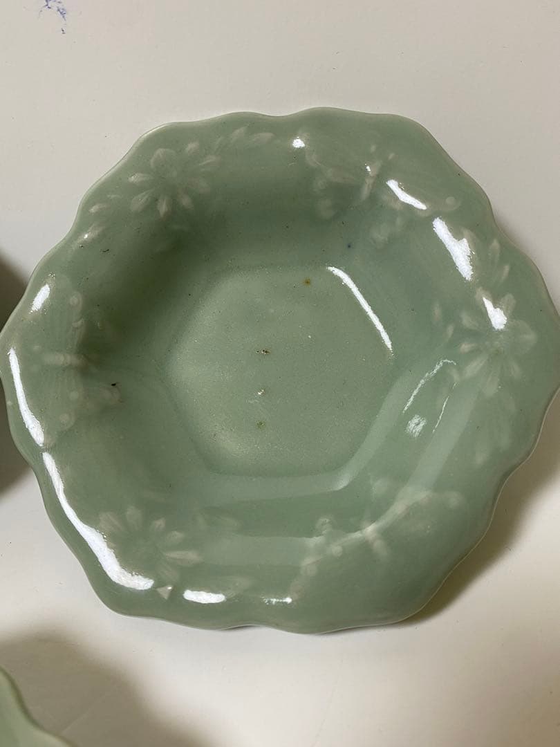 三田青磁　骨董　江戸〜明治　小皿　豆皿　希少　アンティーク　古道具