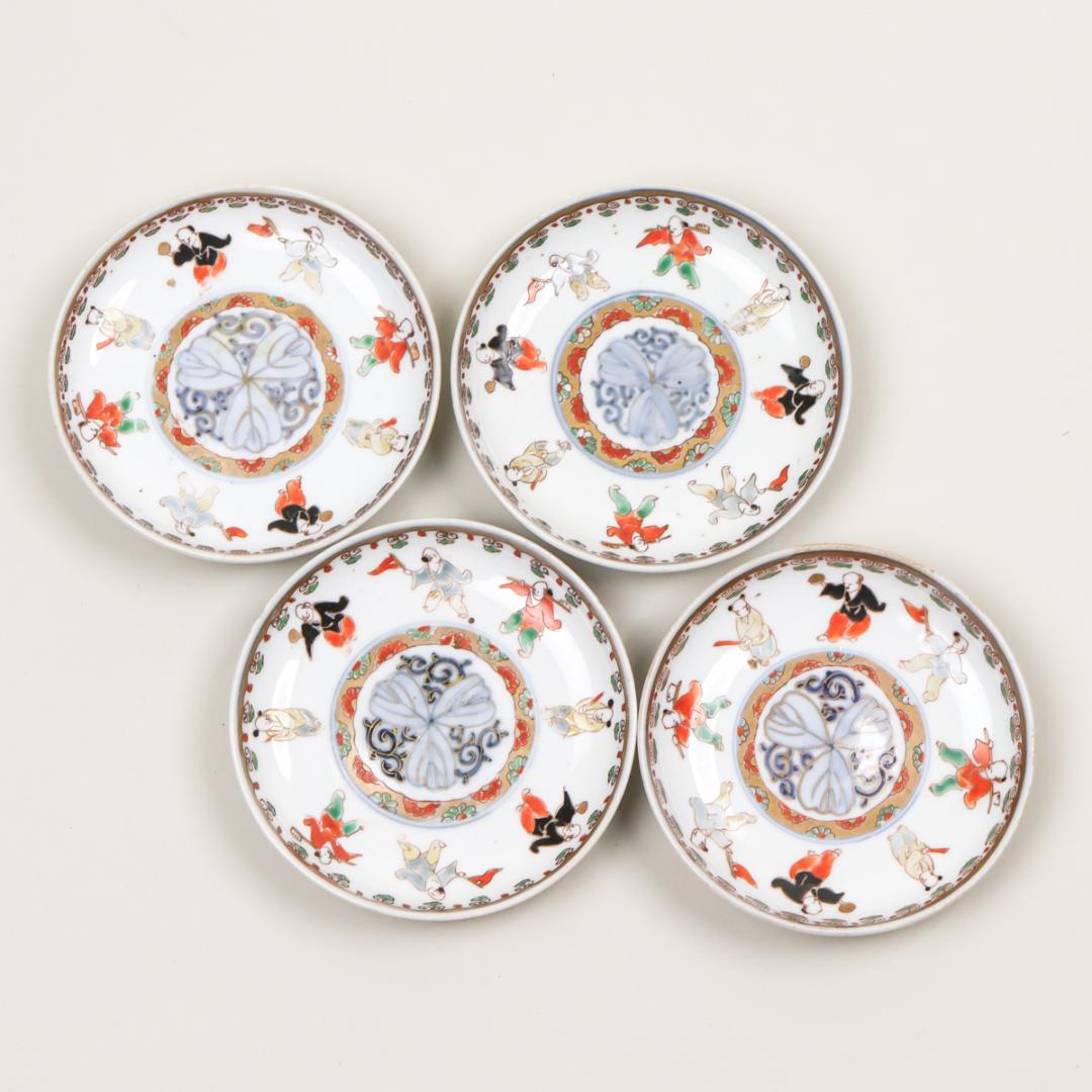 古伊万里 唐子文 4寸皿 4枚