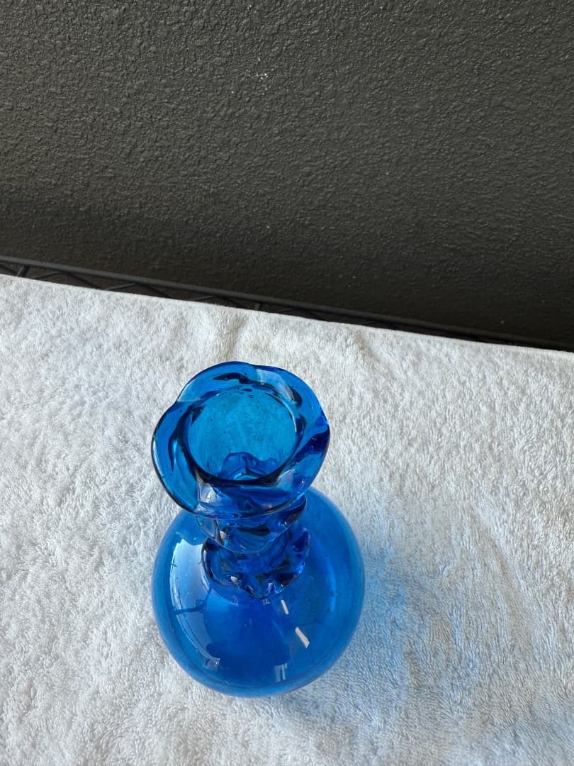 倉敷ガラス 小谷真三先生　花瓶(一輪挿し)　小谷ブルー