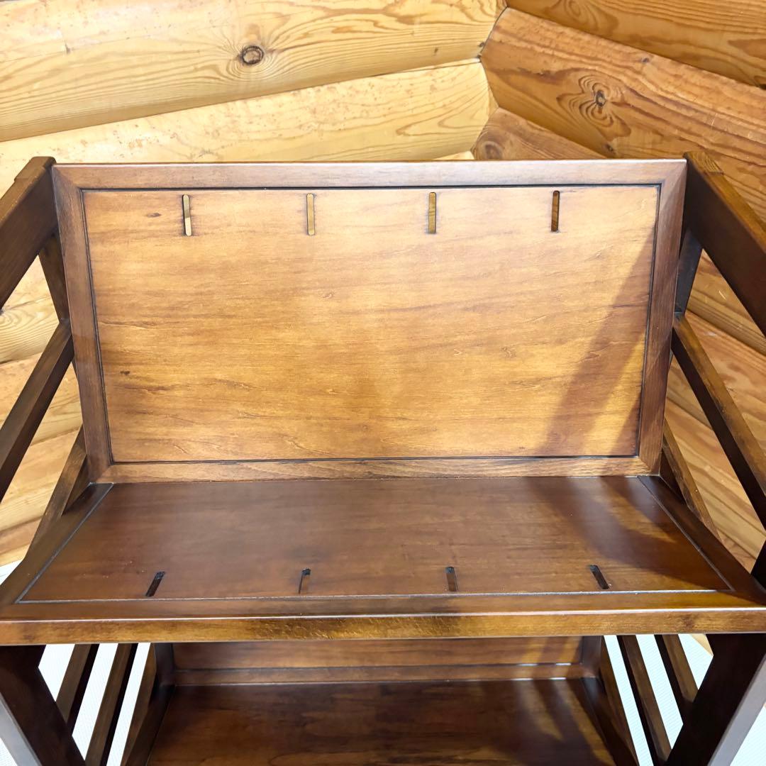 【美品】豊岡クラフト キャスター付き ブックワゴン 天然木製 ブックラック