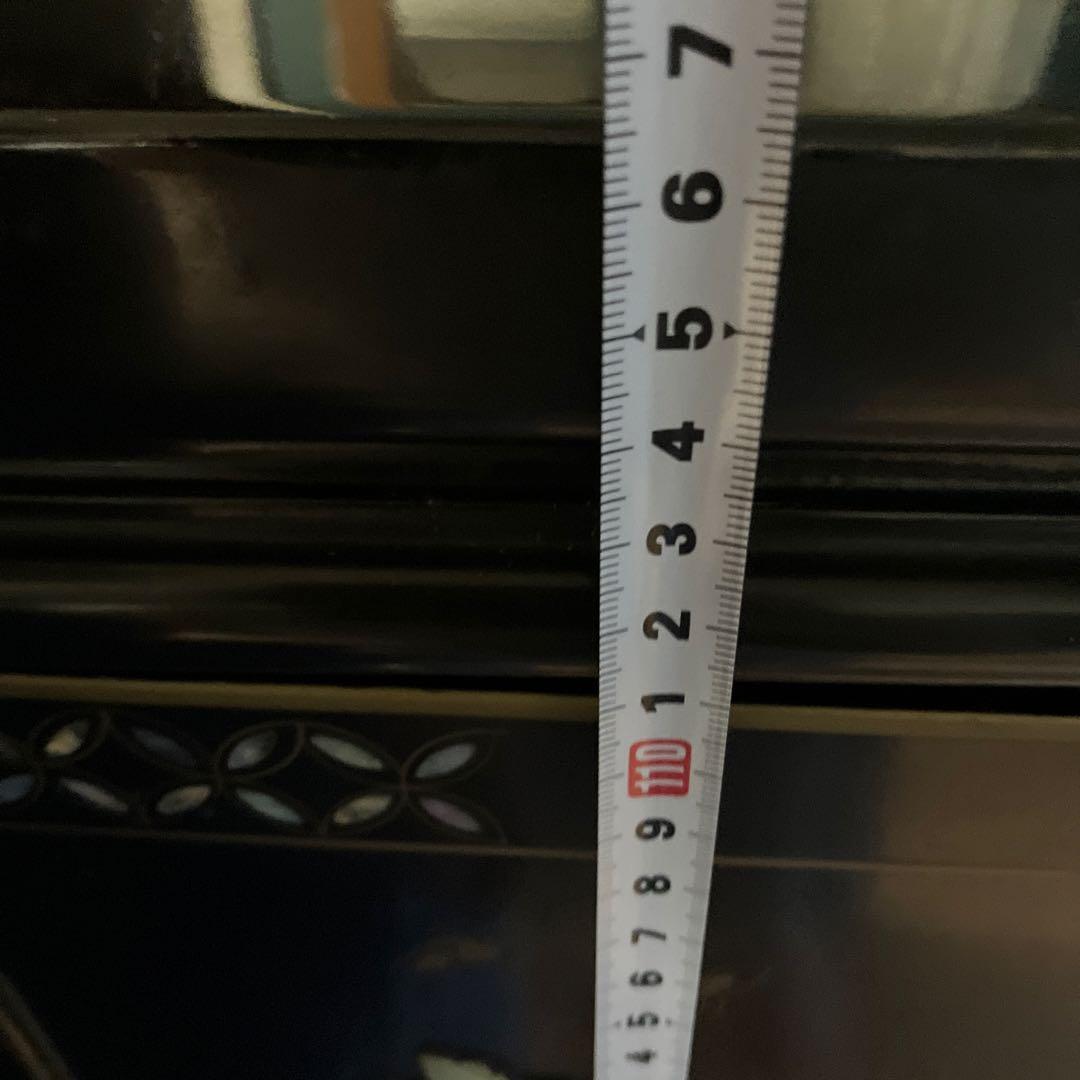 黒塗　螺鈿箪笥　玉石木製箪笥　花鳥装飾 4段　開戸１段