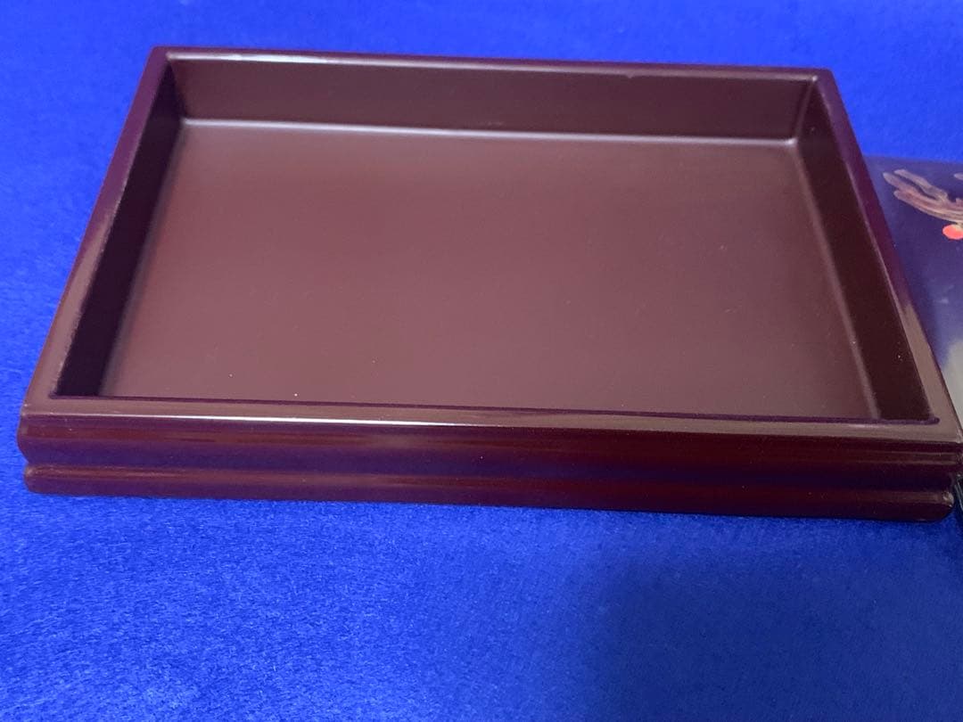 会津塗　螺鈿細工　小物入れ　電報入れ　茶色　梅花