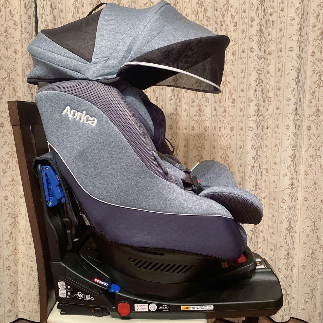 ✨美品✨Aprica クルリラAD チャイルドシート 回転式　ライトネイビー