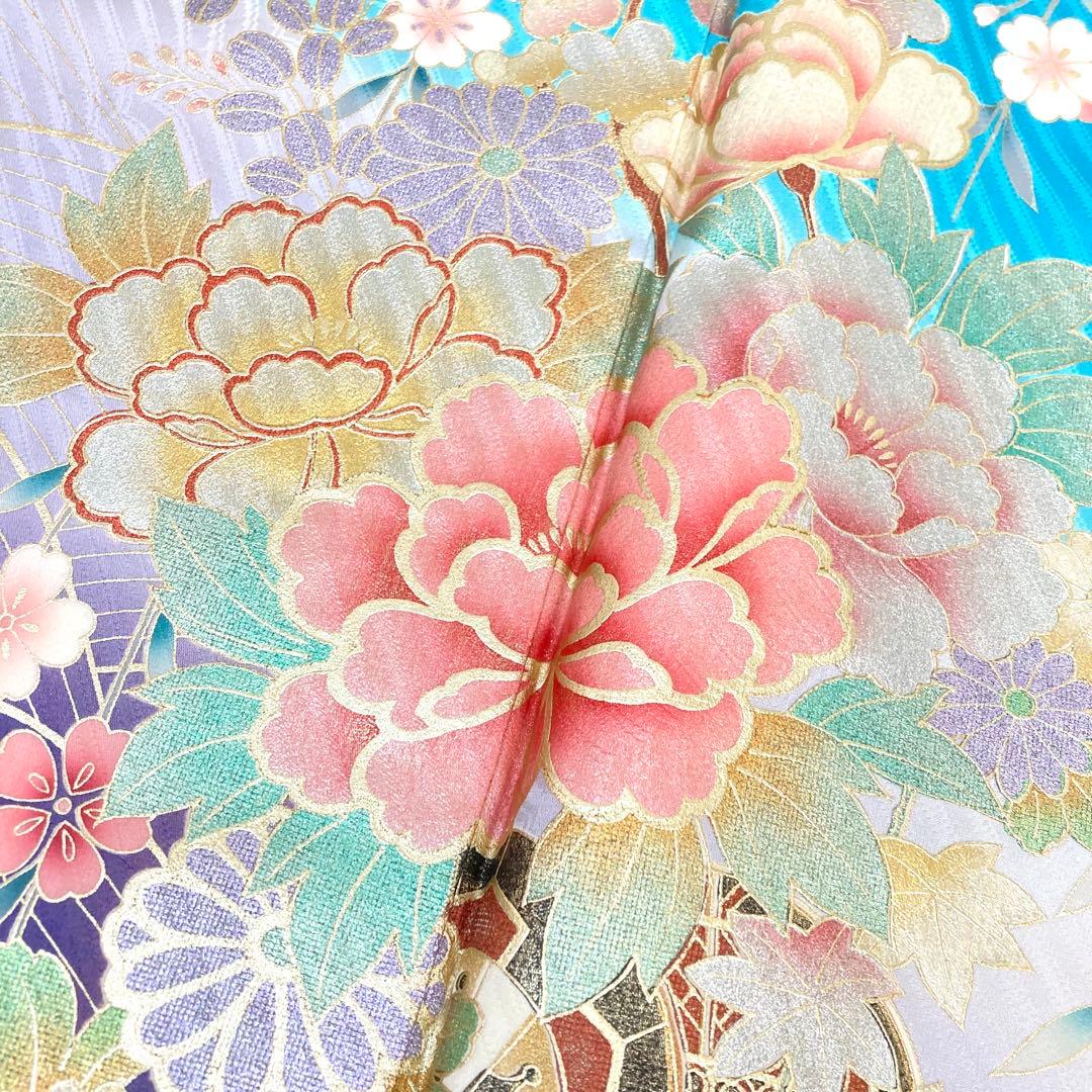 【TAMA屋】全て正絹 全て振袖 三松 鶴 花柄 まとめ売り 5点 TM2560