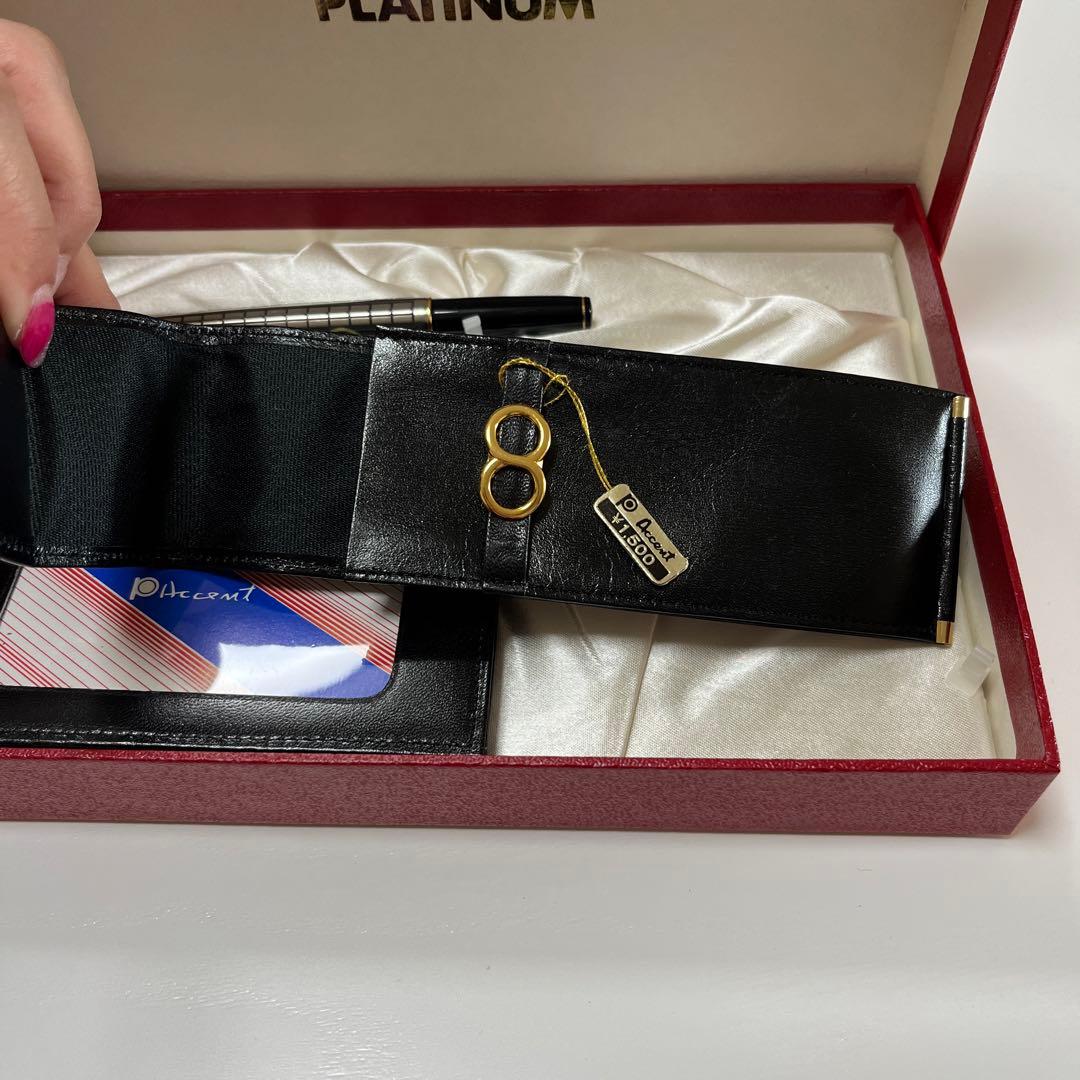 新品 廃盤 希少 プラチナ 格子柄 14K 細字 万年筆 シース 定期入