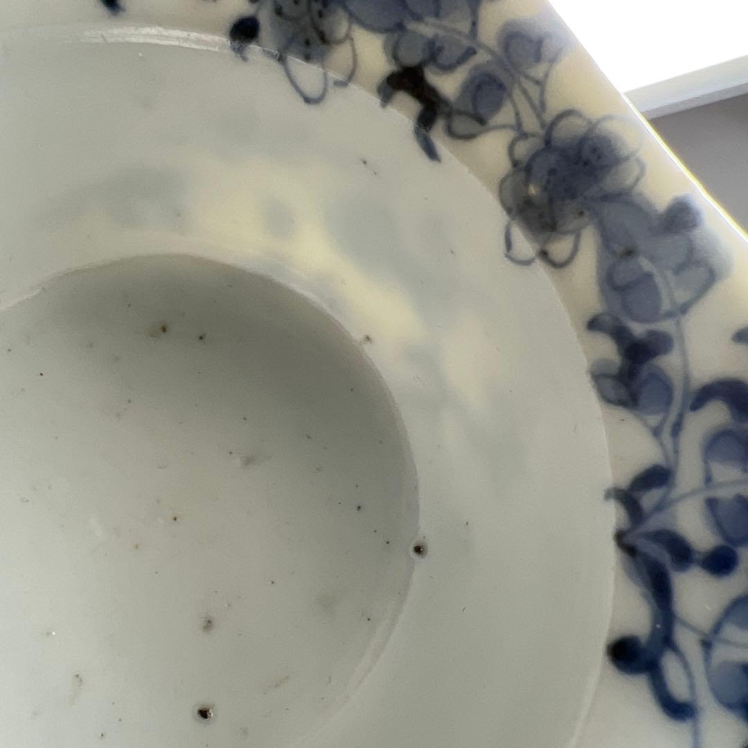 江戸中期　藍柿右衛門花唐草向付六客　木箱付　幅約10.5㎝東Y8-0123☆2F