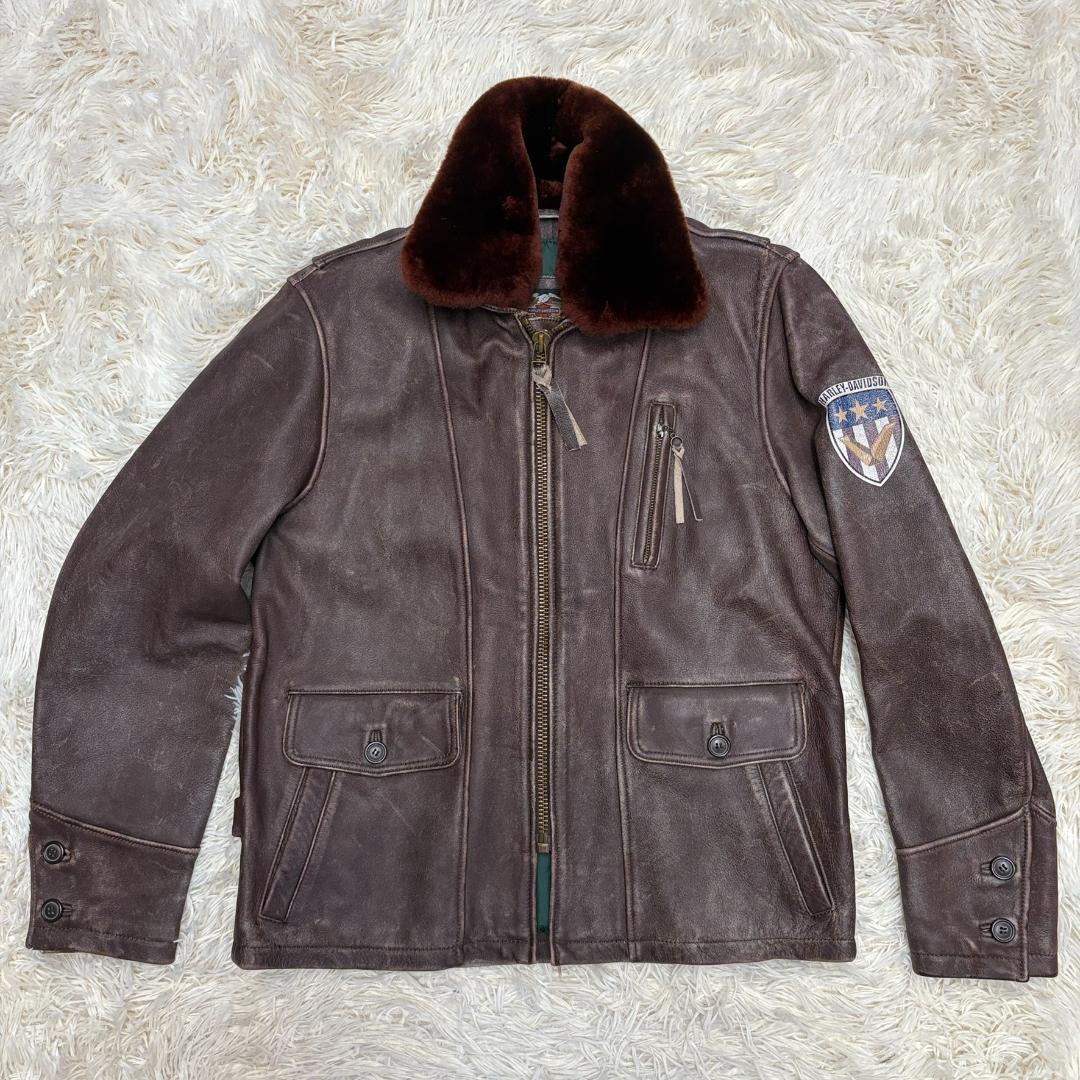 希少　ハーレーダビットソン　本革　レザージャケット ブラウン　L